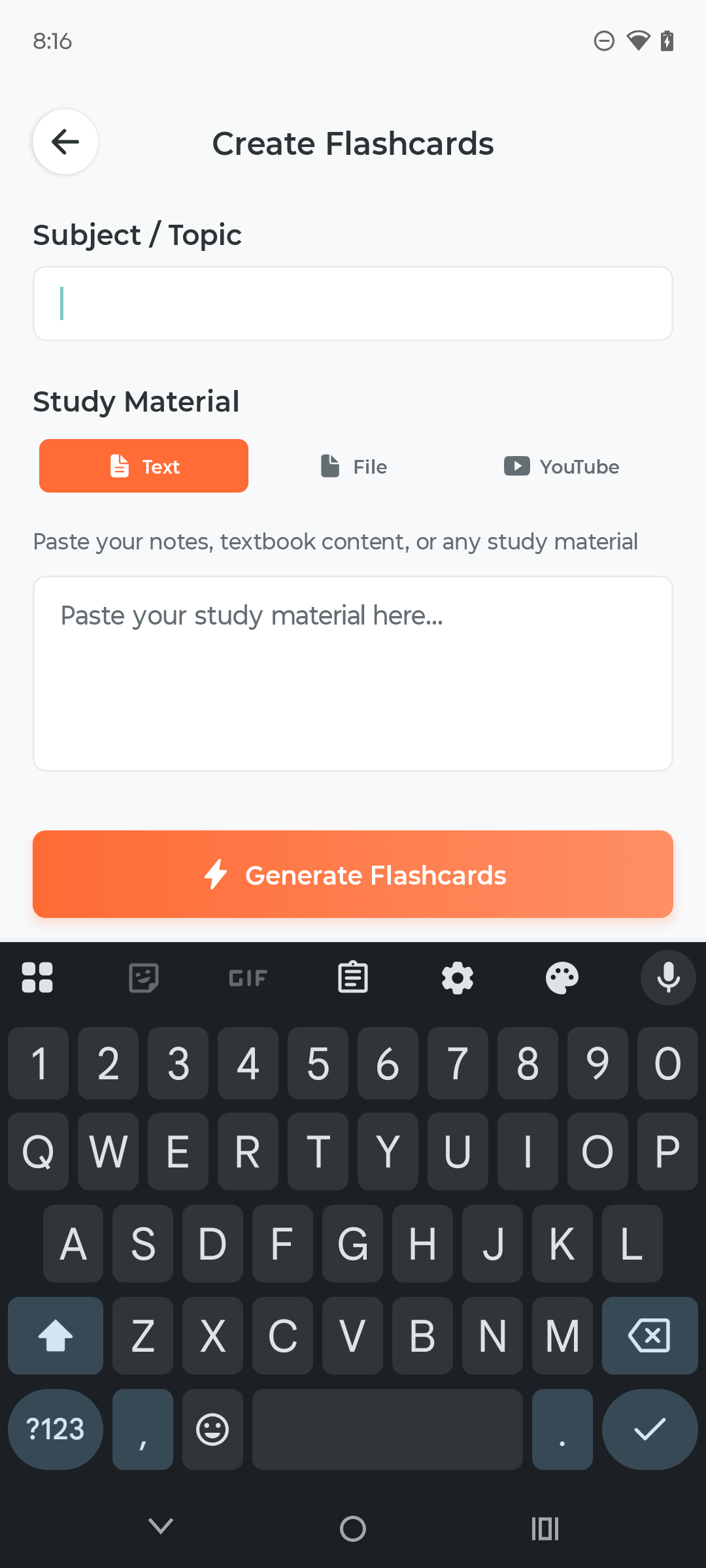 Smart flashcard creation